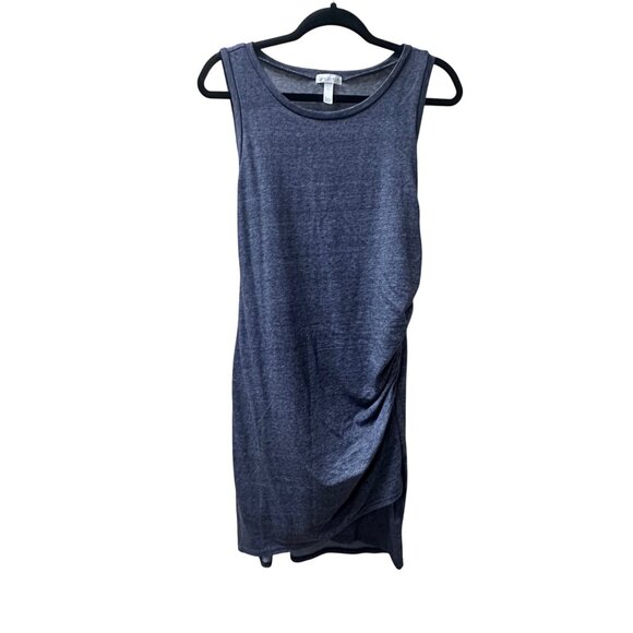Leith Sleeveless Ruched Bodycon Dress Large Blue Heathered - Picture 2 of 7